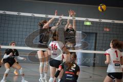 Bayernliga - Volleyball Frauen - Saison 2026/27 - MTV Ingolstadt - Niederviehbach  - Huck Courtney schwarz MTV Ing links - Geelink - Bongert Lisa schwarz MTV Ing rechts- Foto: Meyer Jürgen