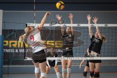 Bayernliga - Volleyball Frauen - Saison 2026/27 - MTV Ingolstadt - Niederviehbach  - Huck Courtney schwarz MTV Ing links - Geelink - Bongert Lisa schwarz MTV Ing rechts - Foto: Meyer Jürgen