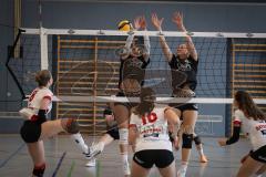 Bayernliga - Volleyball Frauen - Saison 2026/27 - MTV Ingolstadt - Niederviehbach  - Londra Giulia schwarz MTV Ing links - Schupritt Sophia schwarz MTV Ing rechst - Foto: Meyer Jürgen