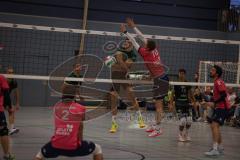 Volleyball - Saison 2026/27 - Donauholz Volleys Ingolstadt - SC Freising - Holcik Michal schwarz Donauholz Volleys #12 - Winter Maximilian pink Freising #10 -  Foto: Meyer Jürgen