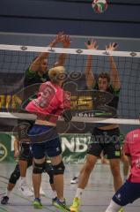 Volleyball - Saison 2026/27 - Donauholz Volleys Ingolstadt - SC Freising - Feuerherdt Andre schwarz Donauholz Volleys #6 - Blattenberger Johannes pink Freising #5 - Holcik Michal schwarz Donauholz Volleys #12 - Foto: Meyer Jürgen