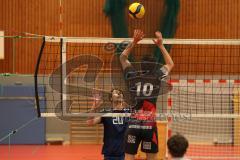 2023_11_25 - Landesliga - Saison 2023/24 - Volleyball - TV 1861 Ingolstadt - TSV Haunstetten -  - Duzak Niklas #20 Ingolstadt - Schmidrkarl Jochen #10 Haunstetten - Foto: Meyer Jürgen