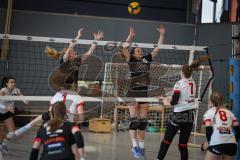 Bayernliga - Volleyball Frauen - Saison 2026/27 - MTV Ingolstadt - Niederviehbach  - Babic Katharina schwarz MTV Ing rechts - Geelink - Bongert Lisa schwarz MTV Ing links- Foto: Meyer Jürgen