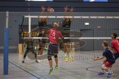 Volleyball - Saison 2026/27 - Donauholz Volleys Ingolstadt - SC Freising - Feuerherdt Andre schwarz Donauholz Volleys #6 - Blattenberger Johannes pink Freising -  Holcik Michal schwarz Donauholz Volleys #12 - Foto: Meyer Jürgen