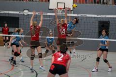 Volleyball Damen MTV Ingolstadt gegen TSV Obergünzburg - Schüller E. beim Schmetterball (blau) -Foto: Jürgen Meyer