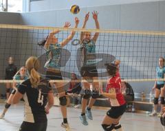 Volleyball Damen - MTV Ingolstadt - FC Penzing - links Schüller und rechts Schuster blocken