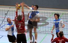 Voleyball - MTV Ingolstadt - TSV Lenting - 8 McArdle Oisin schmettert, wird aber geblockt