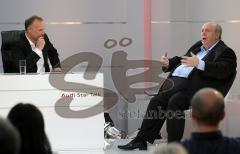 Audi Star Talk mit Reiner Calmund und Timo Scheider im Audi Forum - Moderator Klaus Gronewald