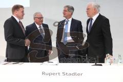 Audi - Jahrespressekonferenz 2015 - , links Prof. h.c. Thomas Sigi (Vorstand Personal), Prof. Dr.-Ing. Hubert Waltl (Vorstand Produktion), Vorstandsvorsitzender Prof. Rupert Stadler und Prof. Dr.-Ing. Ulrich Hackenberg (Vorstand Technik Entwicklung)