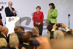 500 Jahre Bier Reinheitsgebot - Festakt in Ingolstadt Klenzepark - Festrede Bundeskanzlerin Angela Merkel mit Ilse Aigner, links Dr. Hans-Georg Eils, Brauer Bund