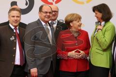 500 Jahre Bier Reinheitsgebot - Festakt in Ingolstadt Klenzepark - links Oberbürgermeister Dr. Christian Lösel Festrede Bundeskanzlerin Angela Merkel mit links Christian Schmidt (CSU) - Bundesminister für Ernährung und Landwirtschaft und rechts Ilse Aigne