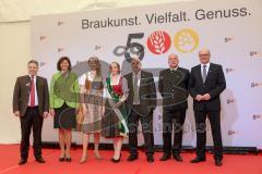 500 Jahre Bier Reinheitsgebot - Festakt in Ingolstadt Klenzepark - Festrede Bundeskanzlerin Angela Merkel - Oberbürgermeister Dr. Christian Lösel mit Ilse Aigner, rechts Dr. Hans-Georg Eils, Brauer Bund