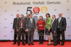 500 Jahre Bier Reinheitsgebot - Festakt in Ingolstadt Klenzepark - Oberbürgermeister Dr. Christian Lösel Festrede Bundeskanzlerin Angela Merkel mit links Christian Schmidt (CSU) - Bundesminister für Ernährung und Landwirtschaft und rechts Ilse Aigner